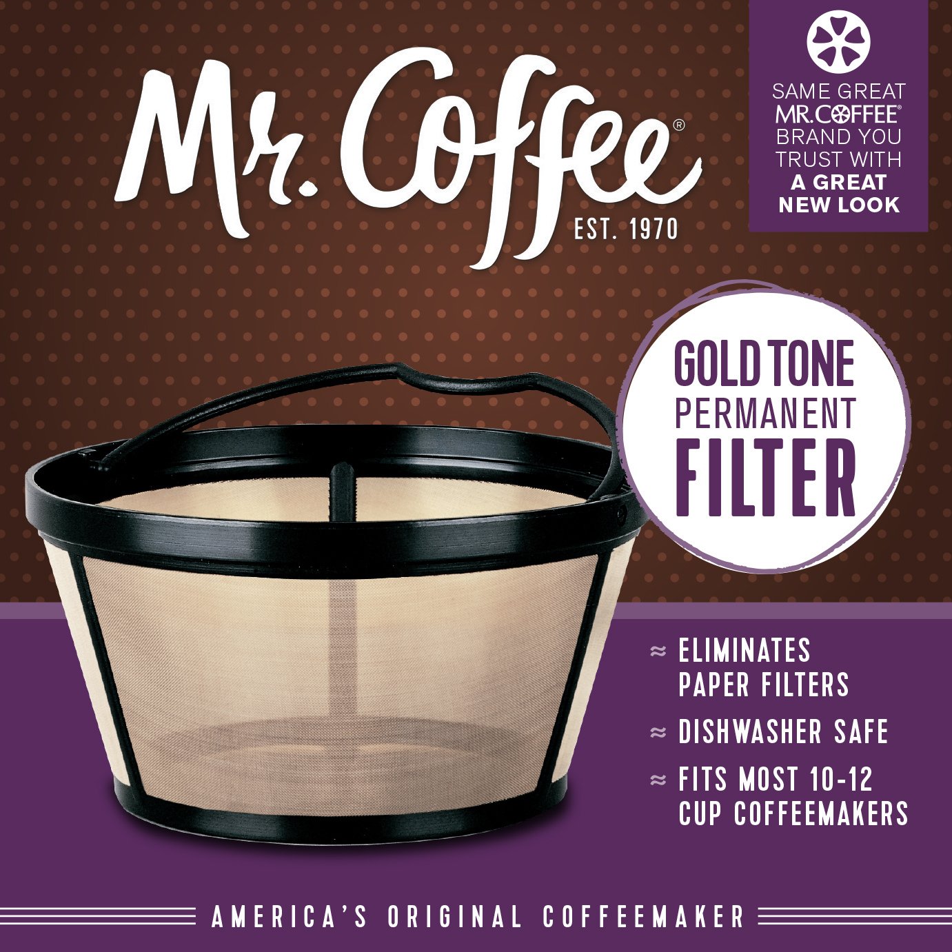 2 Pack Mr Coffee GTF21 BasketStyle Gold Tone Permanent Filter 812 cup