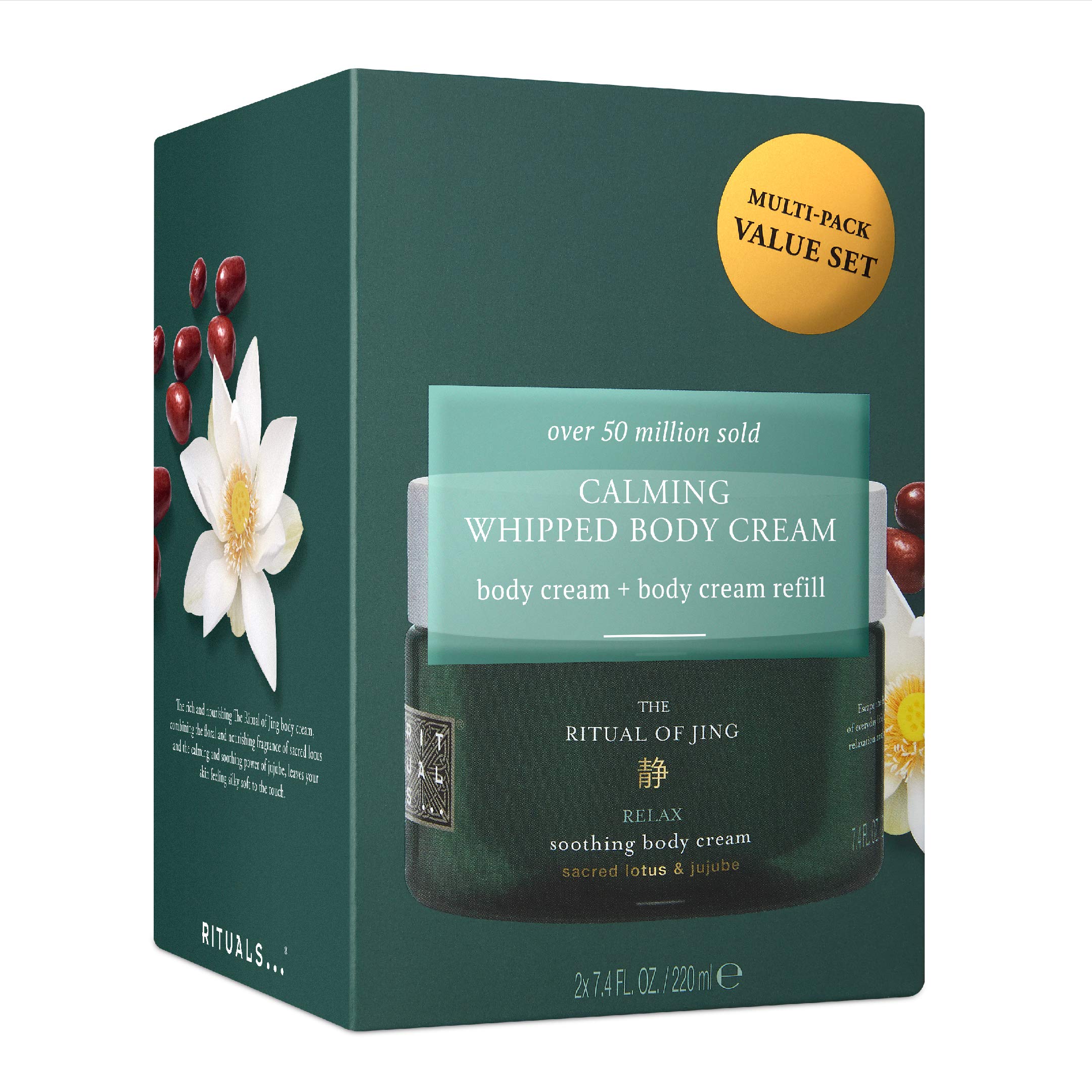 RITUALS Jing Body Cream & Refill Set - Nourishing Body Cream with Sunflower Oil, Sacred Lotus & Jujube - 440 ml