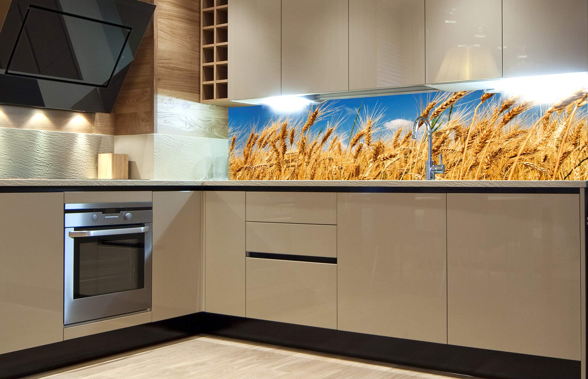 DIMEX LINE Peel and Stick Kitchen Backsplash Sticker Wheat Field | Waterproof Decorative Wall Foil for Kitchen | Made in EU - 180.01 × 60.00 cm