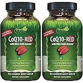 Irwin Naturals CoQ10-RED with Nitric Oxide Booster & MCTs – 60 Liquid Soft-Gels – Heart & Energy Support - 2 Pack