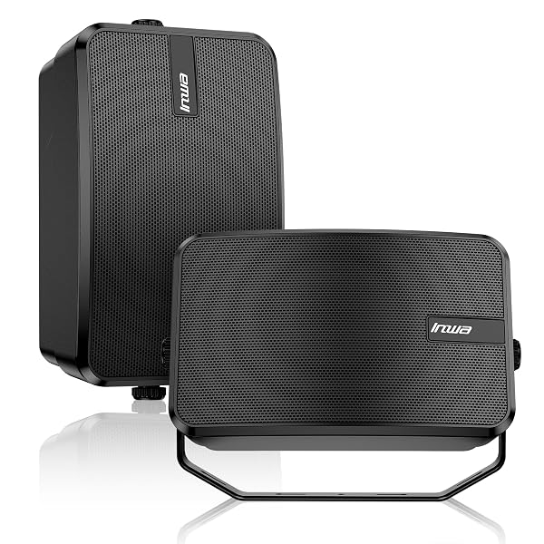 INWA 4″ OUTDOOR PASSIVE SPEAKERS, 40W EACH WEATHERPROOF WALL MOUNT SPEAKER, WIRED PA SYSTEM WITH FULL-RANGE SOUND, INCLUDES BRACKETS FOR POOL, PATIO, GARAGE & INDOOR USE (PAIR, LIGHT BLACK)