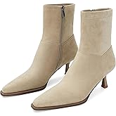 SOVANYOU Women's Dressy Ankle Boots Pointed Toe Kitten Heel Booties with Side Zipper Stylish Comfortable Black Short Boots