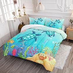 XYNHML Turtle Comforter Set Twin Ocean Watercolor