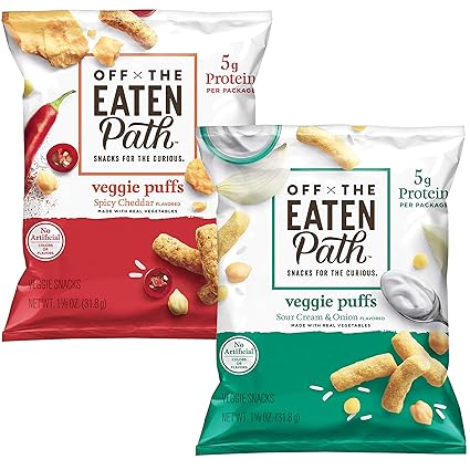 Off The Eaten Path Veggie Puffs Variety Pack Sour Cream Onion And Spicy Queso 16 Count