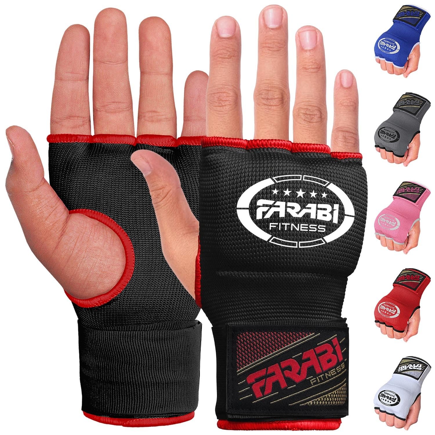 Farabi Sports Gel Padded Boxing Inner Gloves for Men & Women - Boxing Hand Wraps with 80cm Quick Elastic Wrist Strap - Under Mitts Handwraps for MMA, Muay Thai, Kickboxing, Punching & Martial Arts