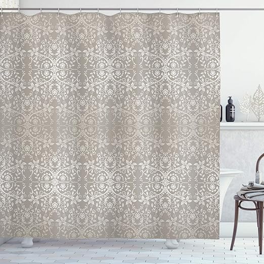 Amazon Com Ambesonne Grey Shower Curtain Victorian Lace Flowers