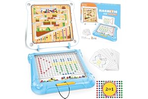 Aikmi 2 in 1 Magnetic Color and Number Maze - Magnetic Drawing Board for Kids Toddler, Montessori Toy for 3+ Year Old, Educational Preschool Learning Car Travel Toy for Kid Age 4 5 6 Girl Gift Boy