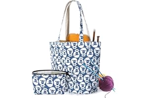 YARWO Knitting Bag with Small Zipper Pouch, Yarn Tote for Knitting Needles, Skeins of Yarn and Knitting Supplies On The Go, S