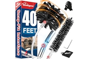 Sealegend 40 Feet Dryer Vent Cleaner Kit/Lint Remover/Upgraded Flexible Quick-Snap Brush×2 with Drill Attachment/Fireplace Chimney Brushes for Easy to Use/Works with or Without Power Drill