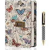 TIEFOSSI Embroidered Diary with Lock, Lined Lock journal for Women Men, Aesthetic Journal with Pen, Hardcover Journal for Journaling Writing Planning, 100 GSM Thick Paper, 224 Numbered Pages