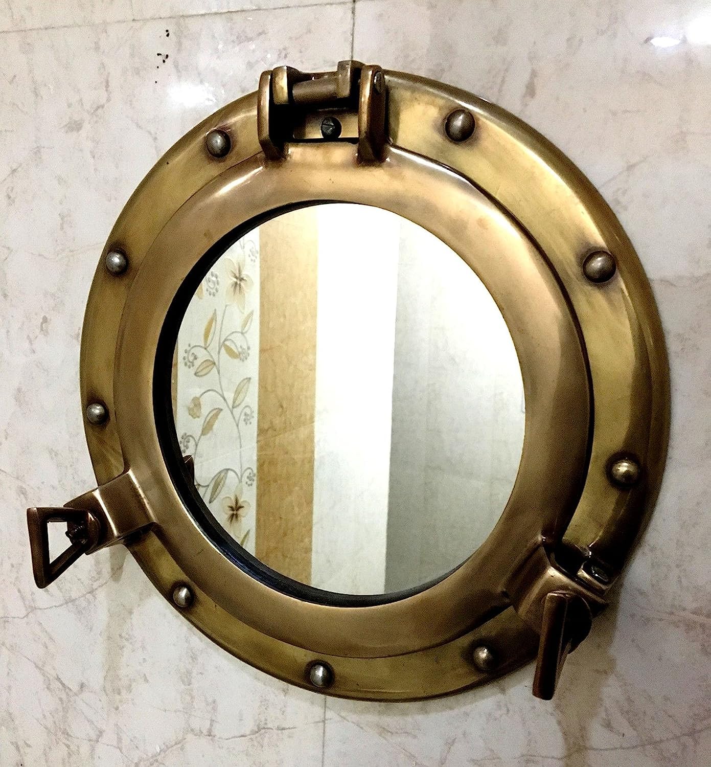 12" Inch Mirror Porthole Antique Finish Wall Hanging Nautical Home Decorative Item