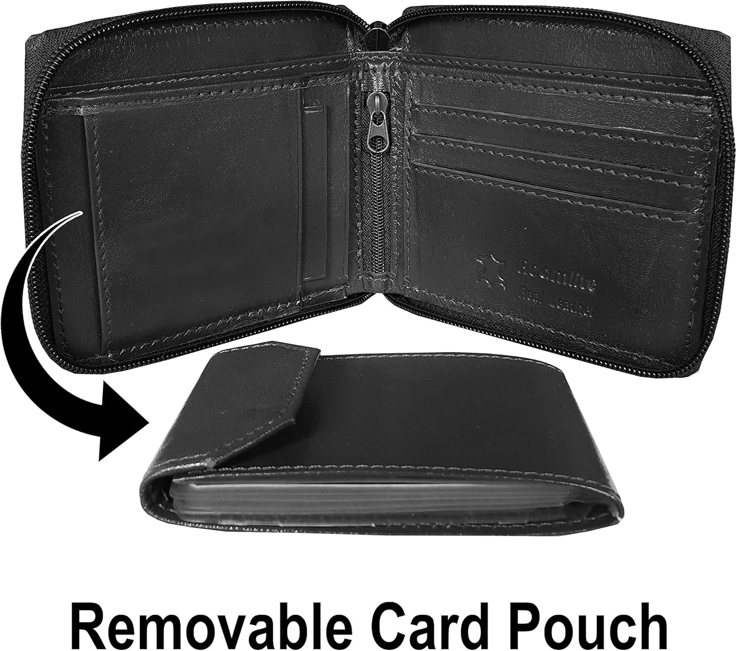 Roamlite Zip Around Men’s Designer Wallet, Zipped Up Real Leather with