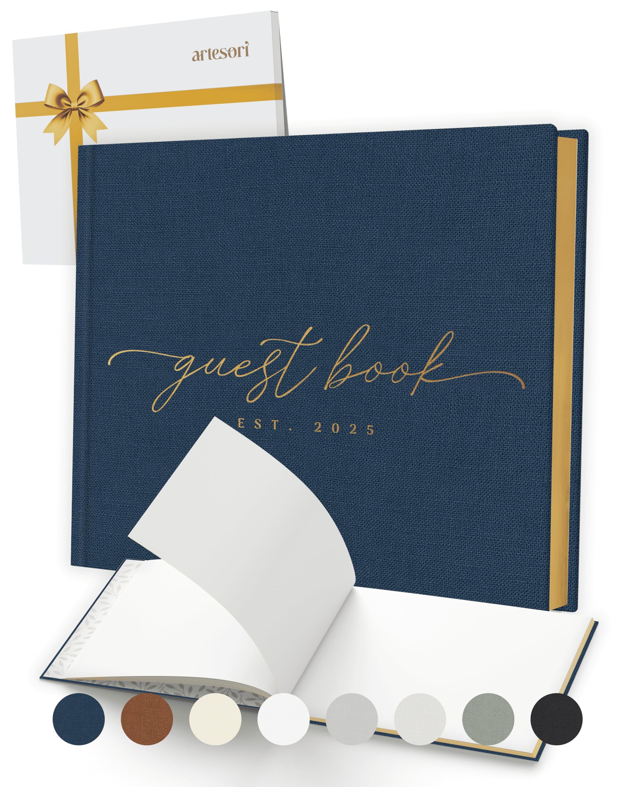Photo 1 of ARTESORI Custom 2025 Wedding Guest Book for Reception — Gold-Foiled Guestbook to Sign in, Elegant Baby Shower Guest Book for Party & Birthday — Photo & Polaroid Guest Book for Wedding & Bridal Shower