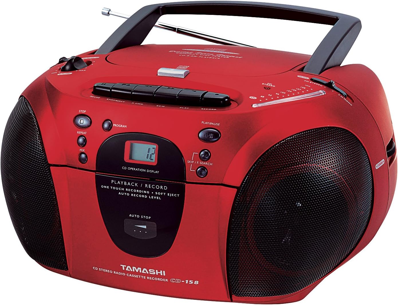 Tamashi CD 158 CBM Portable CD Player (FM Stereo, Cassette Deck) Red