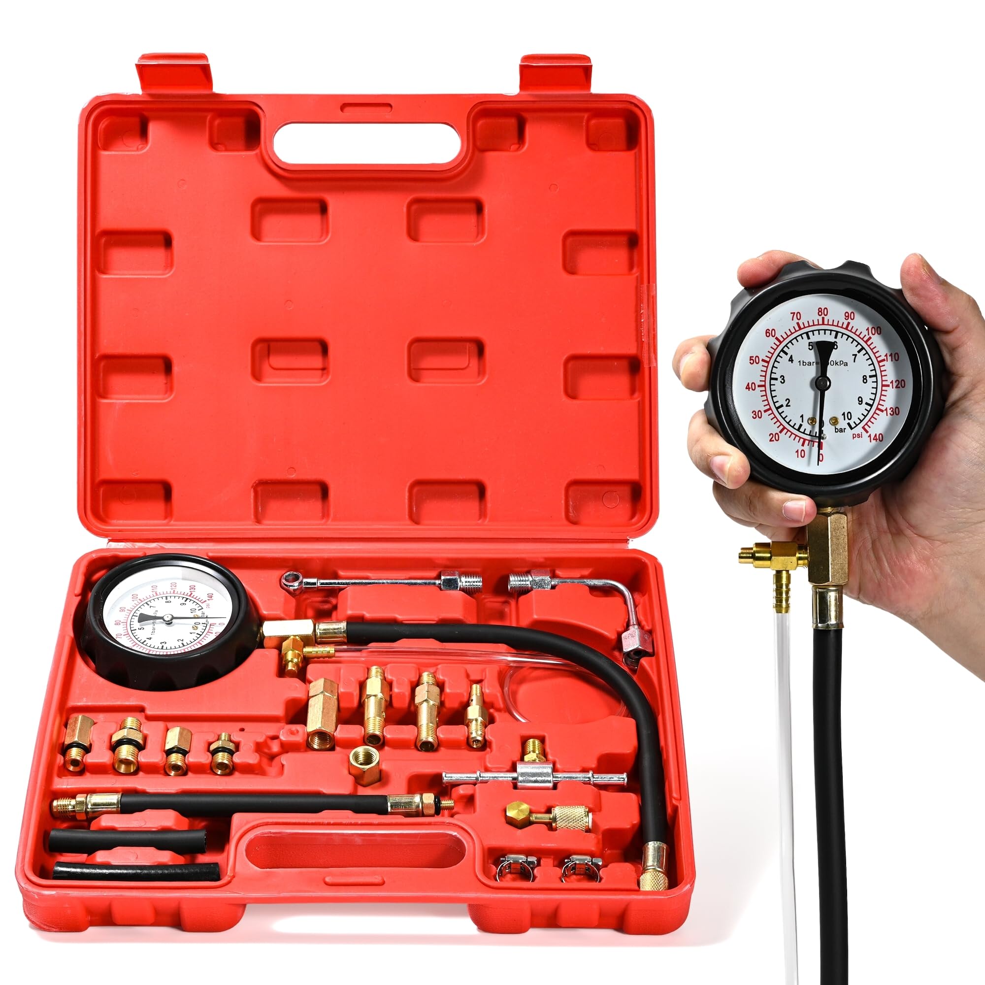 Photo 1 of **LEAKS HEARD**NP Diesel Fuel Pressure Gauge Kit Petrol Fuel Pressure Tester Fuel Injection Pump Diagnostic Tool