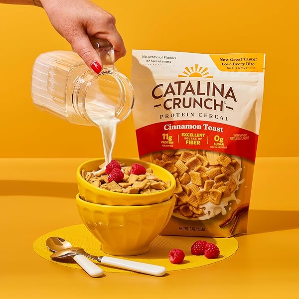 CATALINA CRUNCH PROTEIN CEREAL | SUGAR FREE BREAKFAST CEREAL WITH 11G OF PROTEIN | GLUTEN FREE, KETO FRIENDLY | CINNAMON TOAST – 9 OZ. BAG (PACK OF 1)