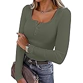 ANRABESS Women's Long Sleeve Henley Tops Ribbed Knit Slim Fitted Trendy T Shirt Basic Tees Layer 2025 Fall Fashion Outfits