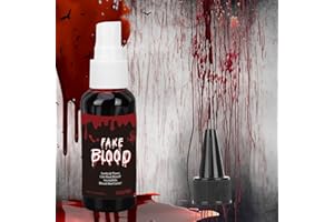 JS2U ZW Halloween Fake Blood Spray, Blood Splatter Fake Blood Washable Eye Blood Drops Body Paint,Fake Blood for Clothes and Zombie Monster Vampire Clown Costume Cosplay Makeup