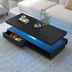 Merax Modern Center Coffee Table with 2 Storage