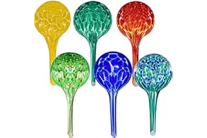 MOONSOUND Automatic Plant Watering Globes - 6pcs Small Glass Self Watering Bulbs for Potted Plants - Multicolored Watering Devices for Vacation & Daily Care (Indoor/Outdoor)