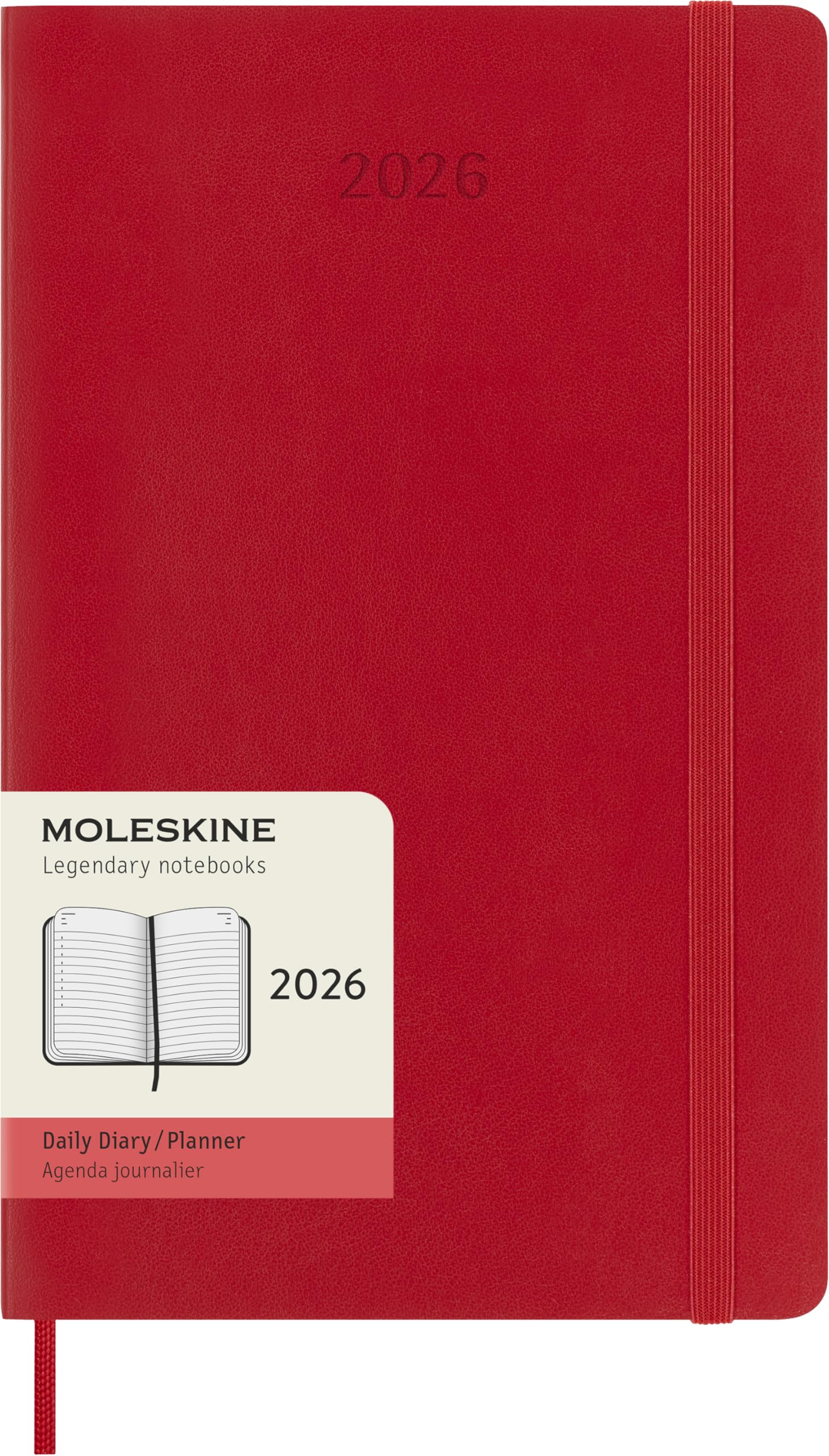 Moleskine Classic 12 Month 2026 Daily Planner, Soft Cover, Large (5″ x 8.25″), Scarlet Red, 400 pages