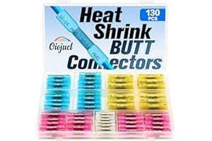 OIOJUCT Heat Shrink Butt Connectors Kit - Waterproof Electrical Wire Splice Crimp Terminals for Automotive, Marine, Wiring (130Pcs)