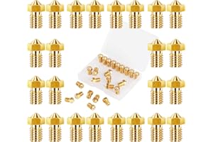 Luter 24PCS 3D Printer Nozzles Extruder Nozzles E3D Brass Nozzles 0.2mm, 0.3mm, 0.4mm, 0.5mm, 0.6mm, 0.8mm, 1.0mm for E3D-V5 