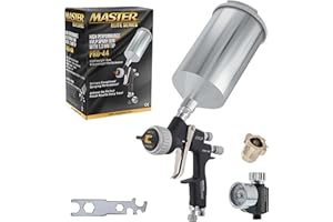 MASTER AIRBRUSH Master Elite High Performance PRO-44 Series HVLP Spray Gun with 1.3mm Tip with Air Pressure Regulator Gauge - Ideal for Automotive Basecoats, Clearcoats - Advanced Atomization Technology