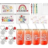 ZOIIWA 28Pcs Teacher Appreciation Gifts Set with Glass Cup Keychains Zipper Bag Pen Greeting Card for Men Women Birthday Thank You Graduation Retirement Gifts Bulk from Students
