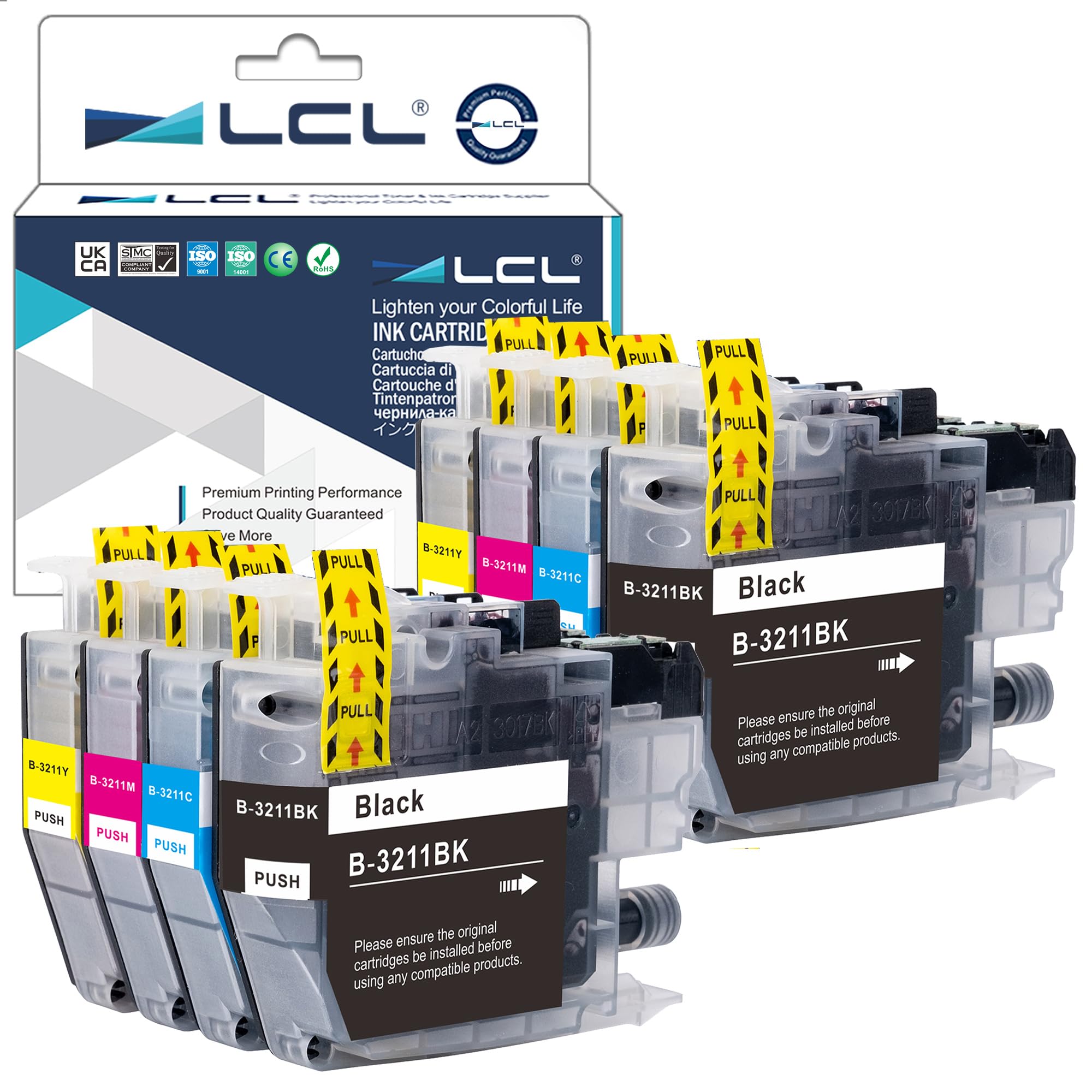 LCL LC3213 Ink Cartridge Replacement for Brother LC3213 LC3211 LC-3211 LC-3211BK LC-3211C LC-3211M LC-3211Y for DCPJ770 DCPJ772DW DCPJ774DW MFCJ890DW MFCJ895 MFC-J497DW (2BK 2C 2M 2Y)