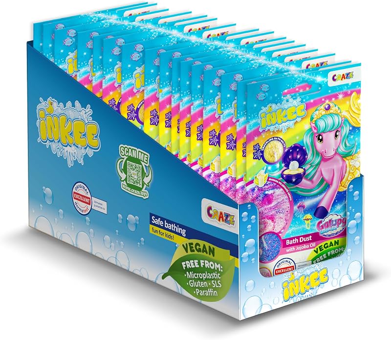 Granulés de Bain Galupy Mermaid Pack de 16 | Sels de Bain crépitants rose, bleu et violet avec huile de jojoba & arôme Milkshake banane, 16 Sachets de 60g