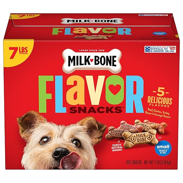MILK-BONE FLAVOR SNACKS SMALL DOG BISCUITS, FLAVORED CRUNCHY DOG TREATS, 7 POUND BOX