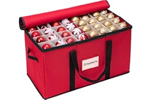 WBHome Christmas Ornament Storage Box with Lid, 3''& 4'' Compartment Storage Container with Adjustable Dividers, Keeps 114 Ho
