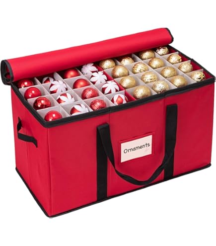 SONGMICS Boîtes De Rangement Pour Noël, Coffre Pour Boules De Noël Et Décorations, 128 Compartiments, Séparateurs Modulables, 67 X 34 X 34 Cm, Semi-transparent Et Vert RFB029C01