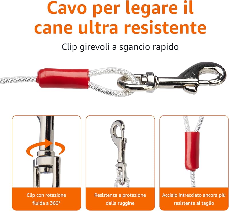 Guinzaglio da cortile per cani fino a 41 kg, 7,62 m, Bianco