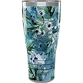 Tervis Traveler Kelly Ventura Teal Botanical Triple Walled Insulated Tumbler Travel Cup Keeps Drinks Cold & Hot, 30oz, Stainless Steel