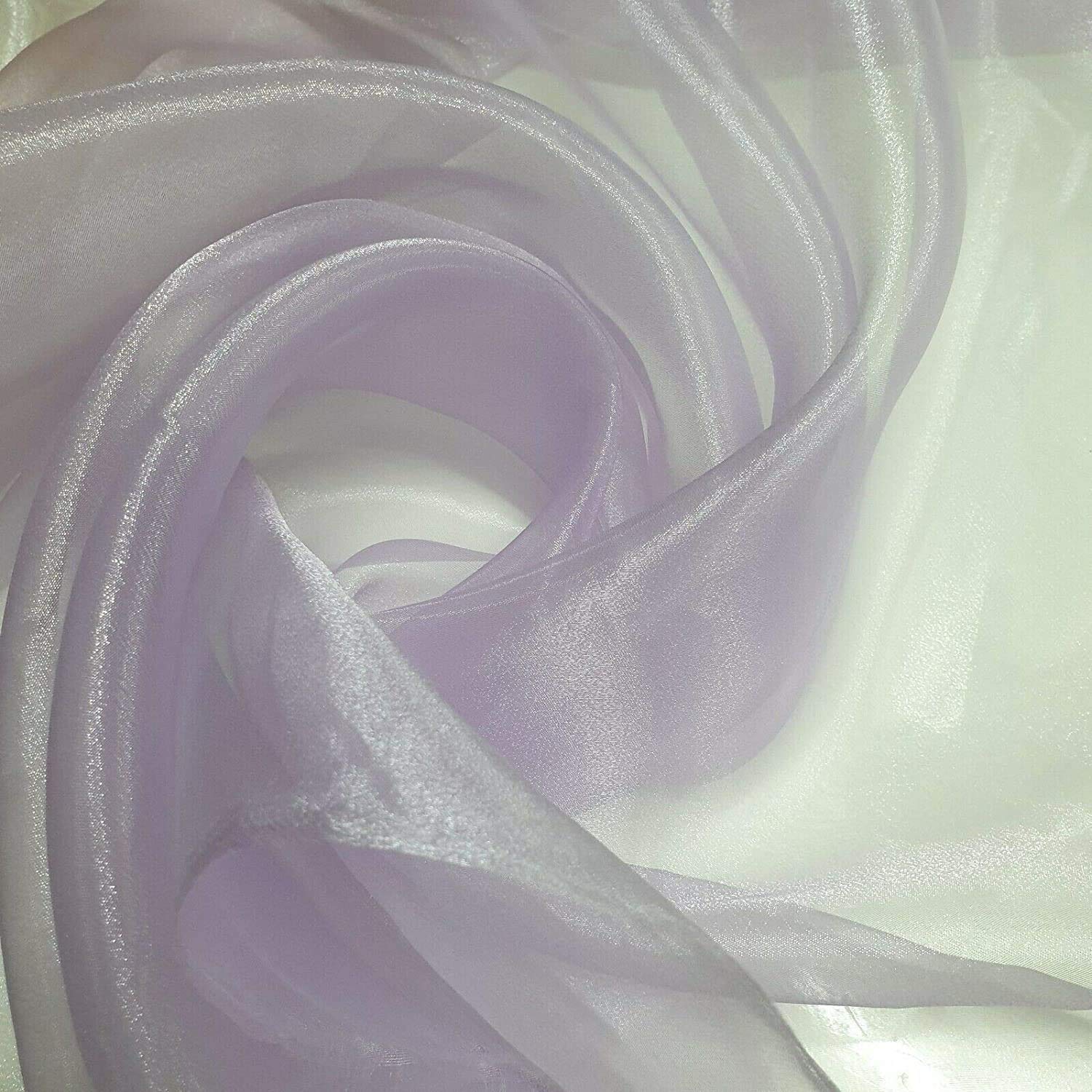 2 Meter Sheer Organza Fabric Voile Drape Curtain, Wedding Fabric 150cm Organdie by Meter (Lilac) — image 1