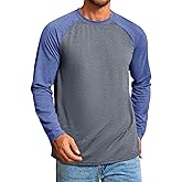 Runcati Mens Baseball Shirt Casual Raglan Long Sleeve Crewneck Graphic T-Shirt Lightweight Vintage Tops