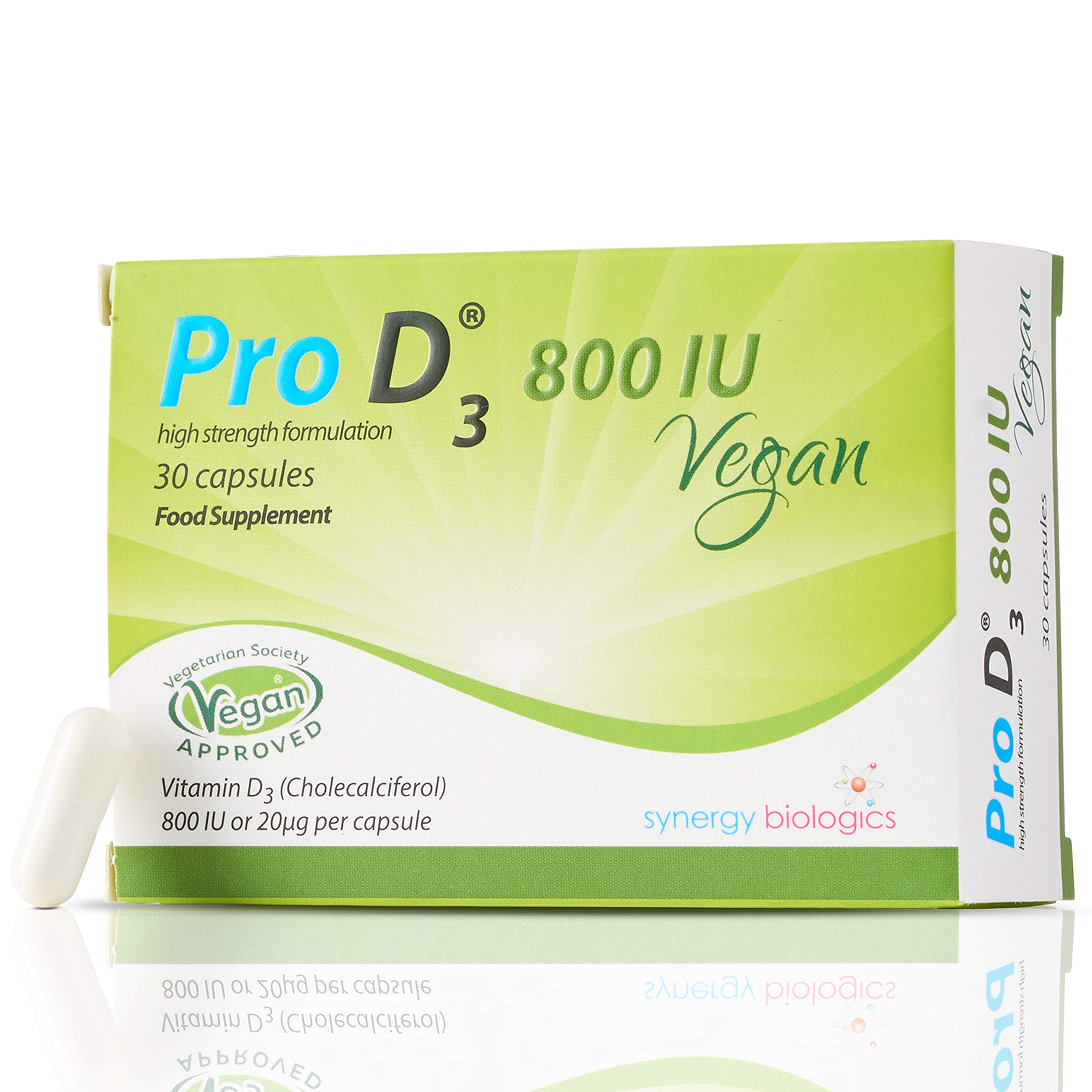 Pro D3 Vegan 800 IU (Vitamin D3-800 IU / 20mcg) Vegan Certified - Cruelty Free - Gluten Free - Salt Free - Yeast Free - Gelatin Free - SOYA Free - Nut Free - Colour Free - Halal - Kosher