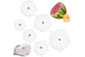 FUSIONOVA 6pcs Reusable Silicone Stretch Lids - Food Huggers - Dishwasher, Microwave & Freezer Safe - Food Grade Reusable Bowl Covers - Replacement Lids for Food Containers