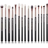 Jessup 15Pcs Professional Makeup Brushes Set Make up Brush Tools kit Eye Liner Shader Wood Handle Natural-synthetic Hair Brushes Pearl Black/Rose Gold T157