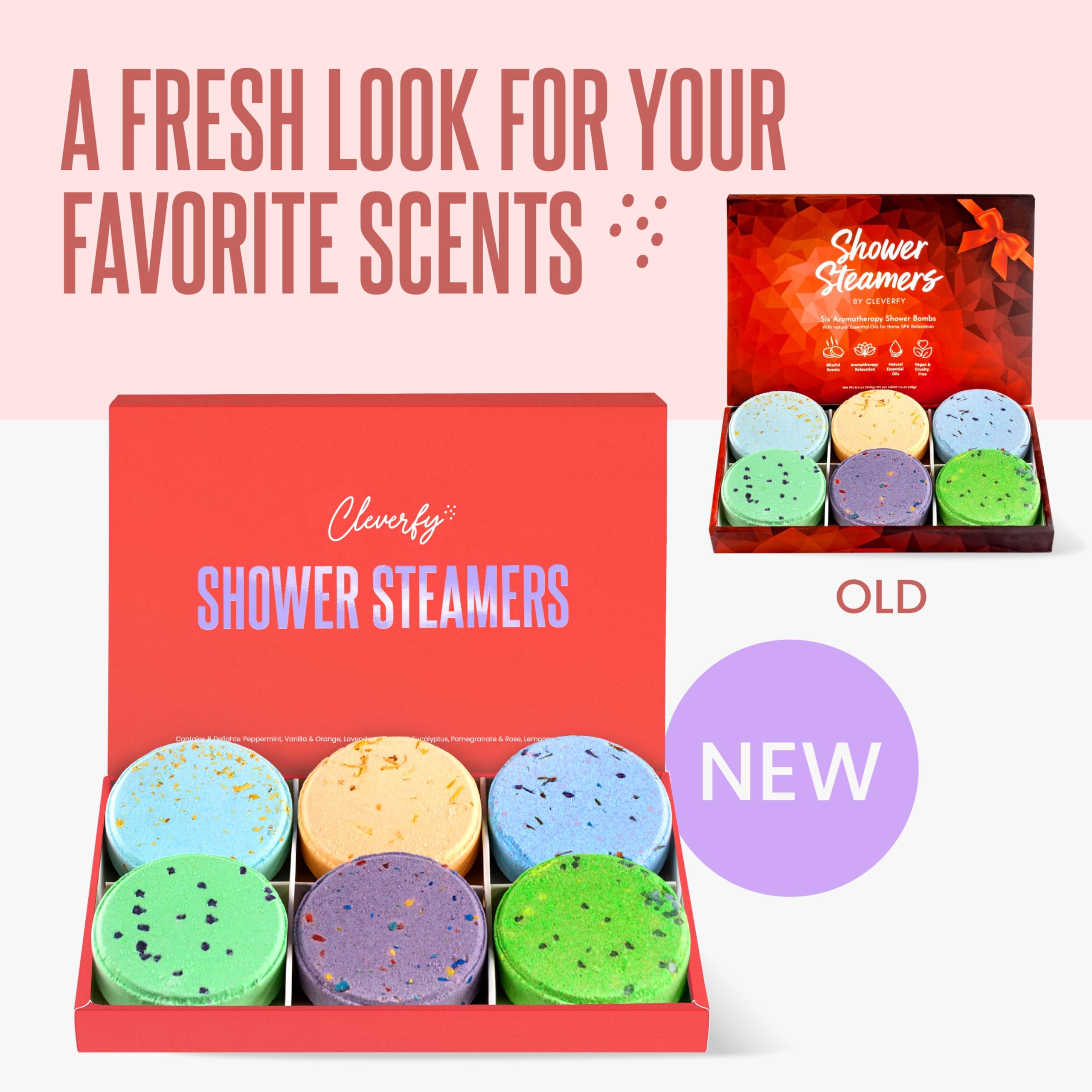 Cleverfy Shower Steamers Aromatherapy – Stocking Stuffers for Teen Girls, Women and Wife – Christmas Gifts for Teens and Women – White Elephant Gifts for Adults – 6 Tablets