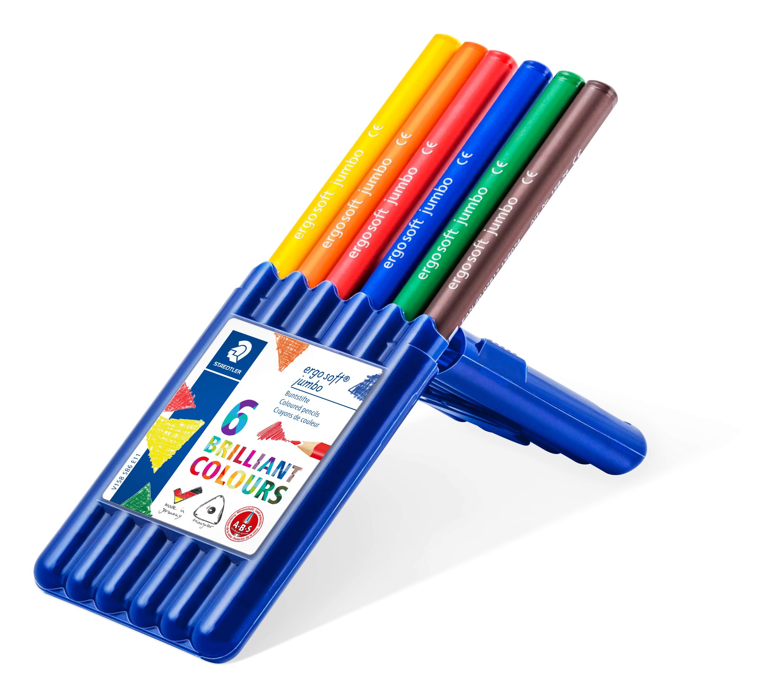 Staedtler 158 SB6 Ergo Soft Jumbo Colouring Pencil, 4 mm, Pack of 6 in Stand-Up Box