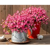 Orphidel Artificial Flowers Fake Plants for Outdoor Indoor Decoration,16 Bundles UV Resistant Faux Plastic Flowers,Realistic Pink Morning Glory for Planter Porch Patio Home Table Wedding (Pink)