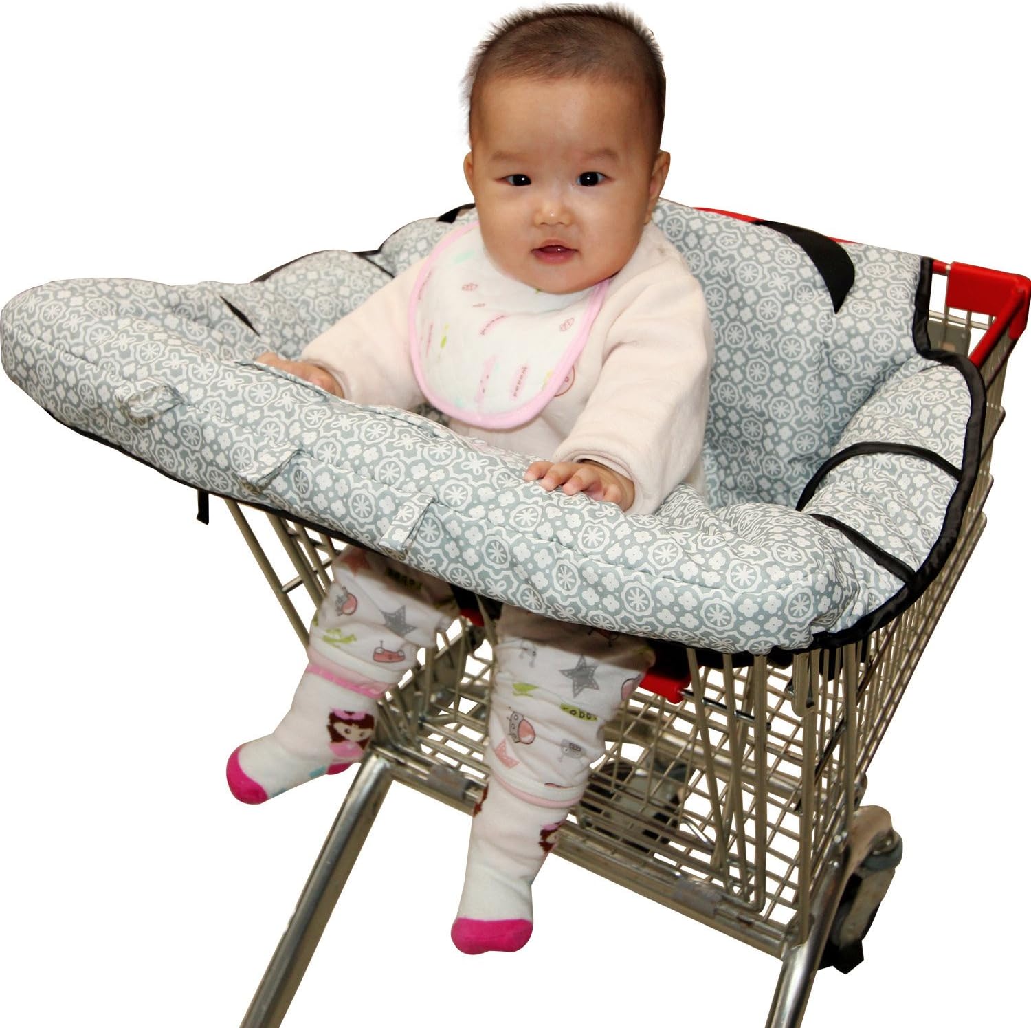shopping cart cover with infant positioner