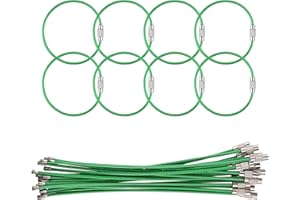 BIDPONDS 25 Pack Wire Keychain Cable,5.9 Inches Nylon Coated Stainless Steel Key Ring,Luggage Tag Loops,2mm Twist Barrel,Green