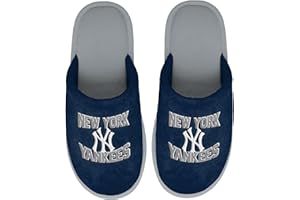 FOCO MLB Men's Official Primary Logo Wordmark Embroidered Stacked Team Logo Scuff Slide Slippers