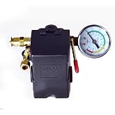 Air Compressor Pressure Control Switch 4 Ports 95-125 PSI w/ 0-200 PSI Gauge 150 PSI pop off valve