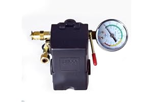 I.E.E Air Compressor Pressure Control Switch 4 Ports 95-125 PSI w/ 0-200 PSI Gauge 150 PSI pop off valve