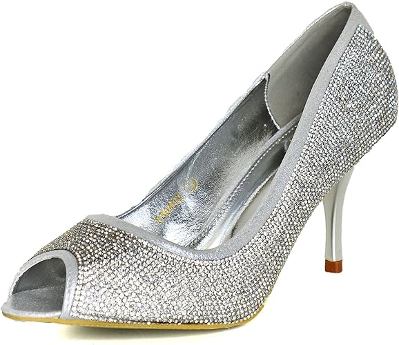 silver mid heels uk